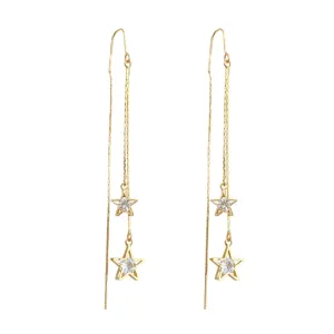 Yellow Chimes Earrings For Women Gold Tone Elegant Crystal Star Shape Dangle Earrings For Women and Girls